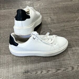 Steve Madden Catcher Platform White Sneakers with Black Accents